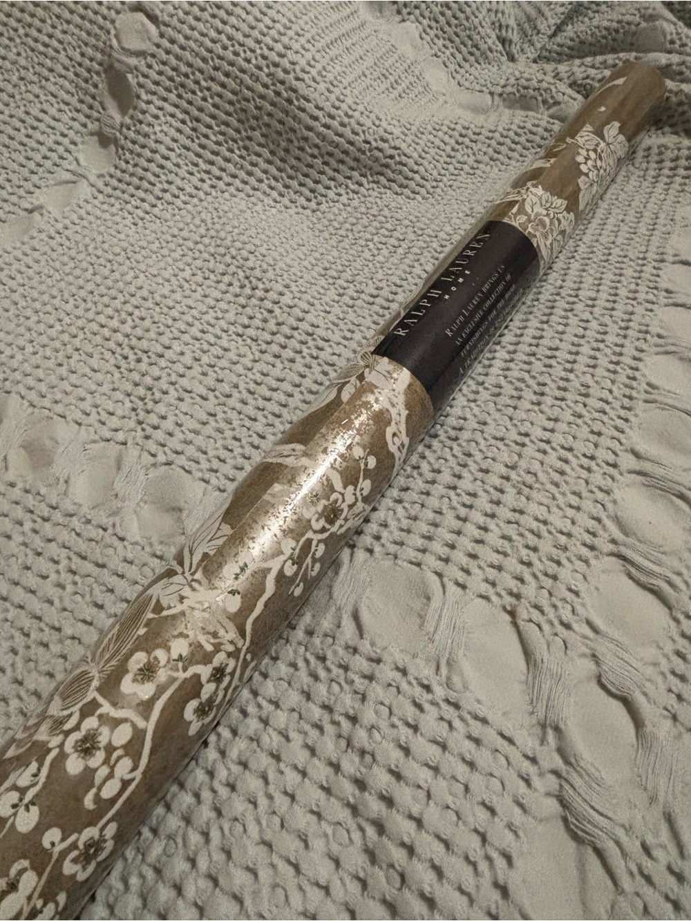 Ralph Lauren Taupe and White Floral Wallpaper Roll